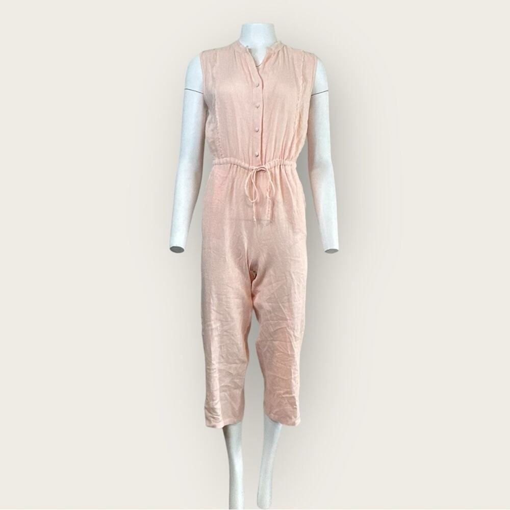 NWT | Krisa | Sleeveless Crop Linen Jumpsuit | Light Pink | Small